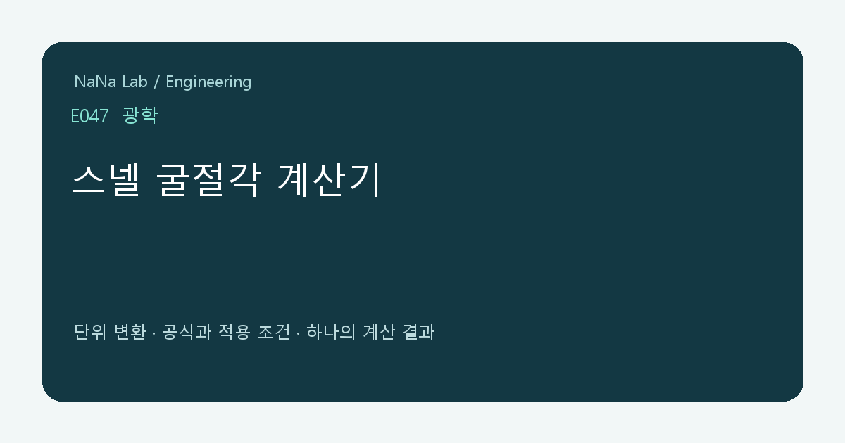 スネル屈折角計算機