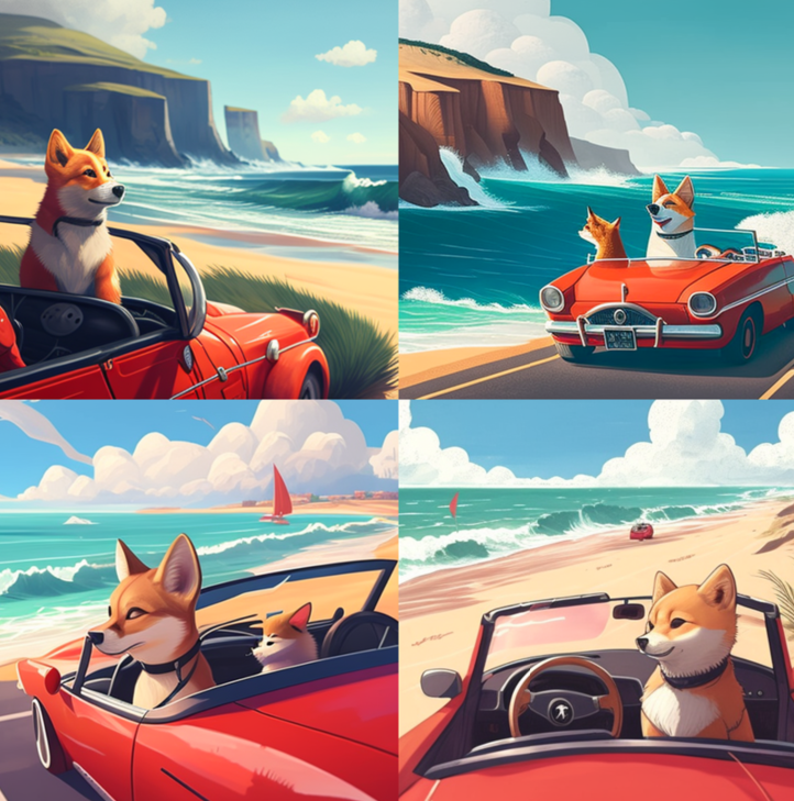 /imagine taking a cross-country road trip with your shiba inu in… 예시
